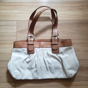 Coach Hobo Cream Brown Bag Purse Large Shoulder Bag